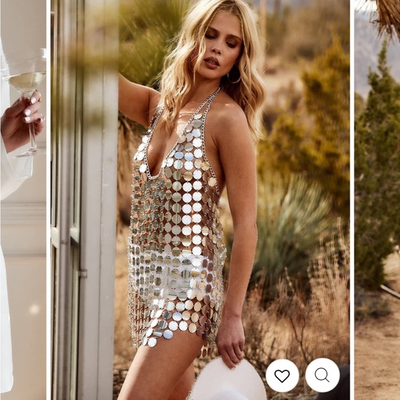 NWT 12th TRIBE - DIANA SILVER DISCO DRESS - LARGE - Picture 2 of 8